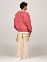 Tommy Jeans Red Relaxed Varsity Crew Neck Sweatshirt - Image 2 of 5