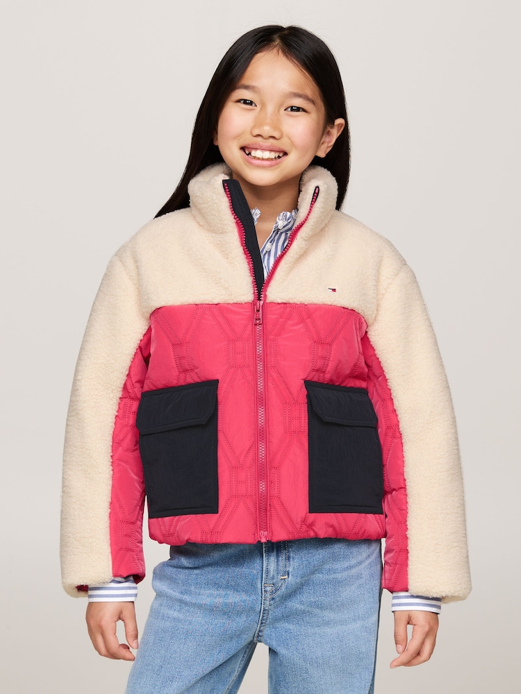 Tommy Hilfiger Red Flag Quilted Teddy Jacket - Image 1 of 5