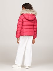 Roz - Tommy Hilfiger Fete Esențiale Down Faux Fur Hood Jachetă - Image 2 of 5