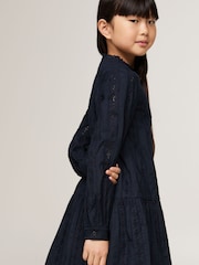 Tommy Hilfiger Blue Embroidered Long Sleeved 100% Cotton Dress - Image 2 of 4