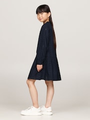 Tommy Hilfiger Blue Embroidered Long Sleeved 100% Cotton Dress - Image 3 of 4