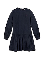 Tommy Hilfiger Blue Embroidered Long Sleeved 100% Cotton Dress - Image 4 of 4