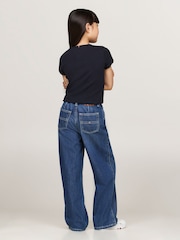 Tommy Hilfiger Blue Essential Rib Short Sleeve Top - Image 4 of 5