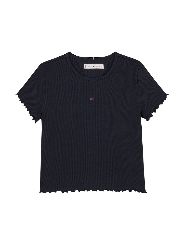 Tommy Hilfiger Blue Essential Rib Short Sleeve Top - Image 5 of 5