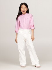 Tommy Hilfiger Pink Ruffle Collar Long-Sleeved Blouse - Image 2 of 5