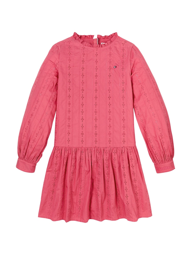 Tommy Hilfiger Pink Embroidered Long Sleeved 100% Cotton Dress - Image 4 of 4
