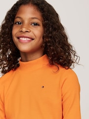 Tommy Hilfiger Orange Mock Neck Rib Long Sleeved Top - Image 4 of 5