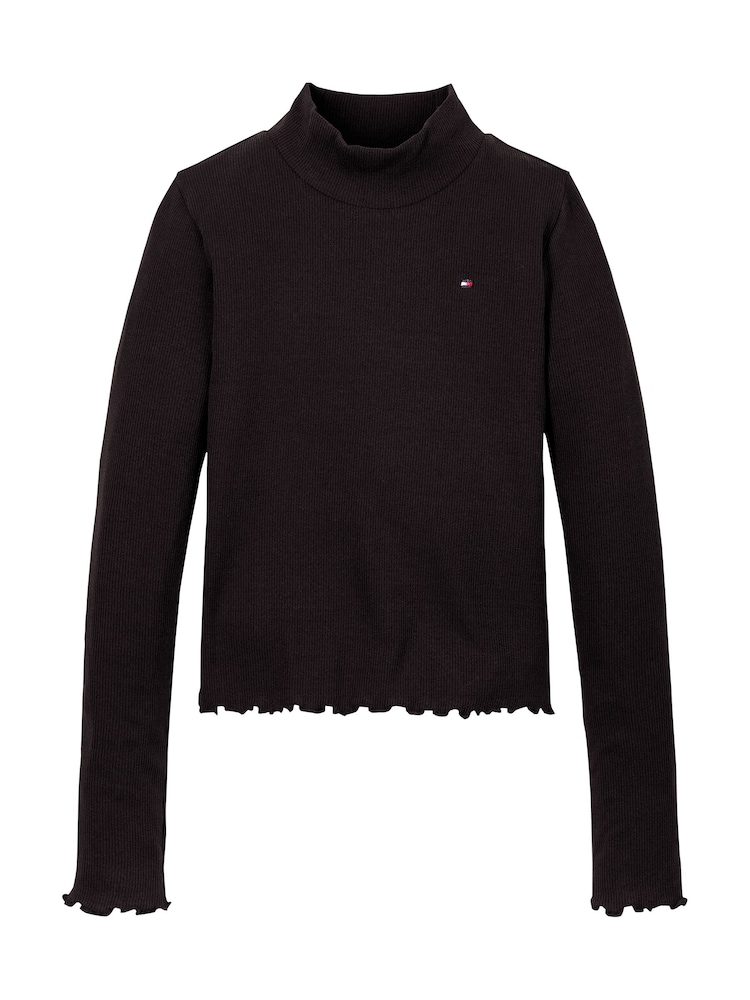 Tommy Hilfiger Black Mock Neck Rib Long Sleeved Top - Image 5 of 5