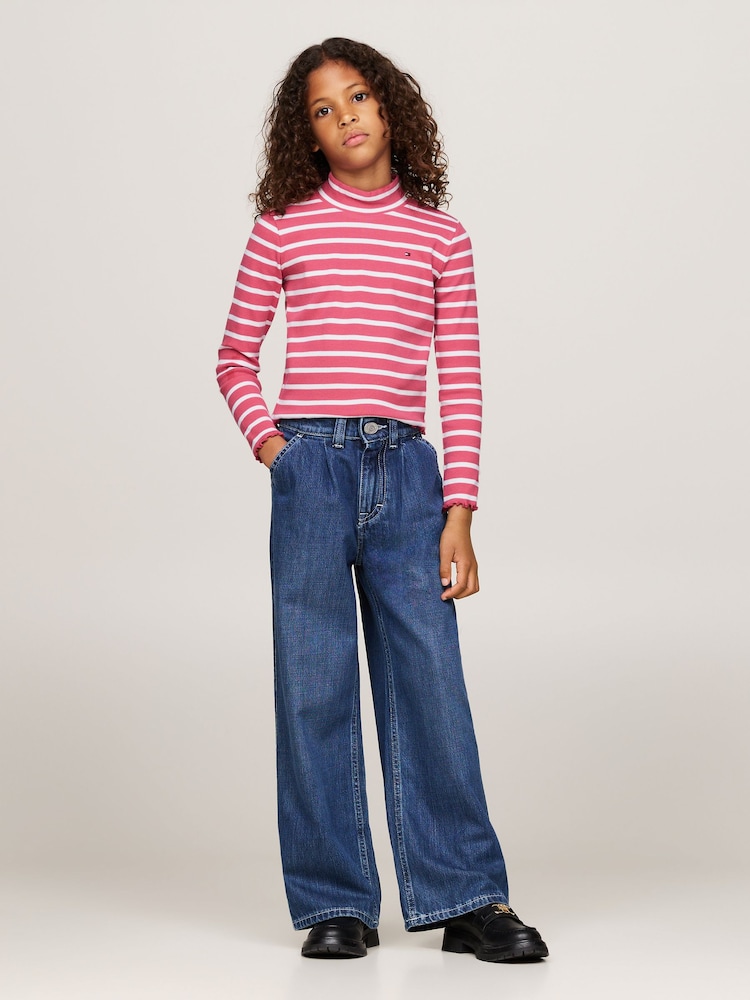 Tommy Hilfiger Pink Mock Neck Rib Long Sleeved Top - Image 2 of 5