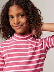 Tommy Hilfiger Pink Mock Neck Rib Long Sleeved Top - Image 3 of 5
