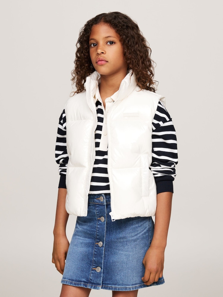Tommy Hilfiger New York Glossy Puffer White Vest - Image 1 of 5