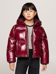 Tommy Hilfiger Red New York Glossy Puffer Jacket - Image 1 of 2