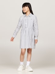 Tommy Hilfiger Stripe Shirt Long-Sleeved White Dress - Image 1 of 4