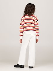 Tommy Hilfiger White Essential Stripe 100% Cotton Sweater - Image 3 of 5