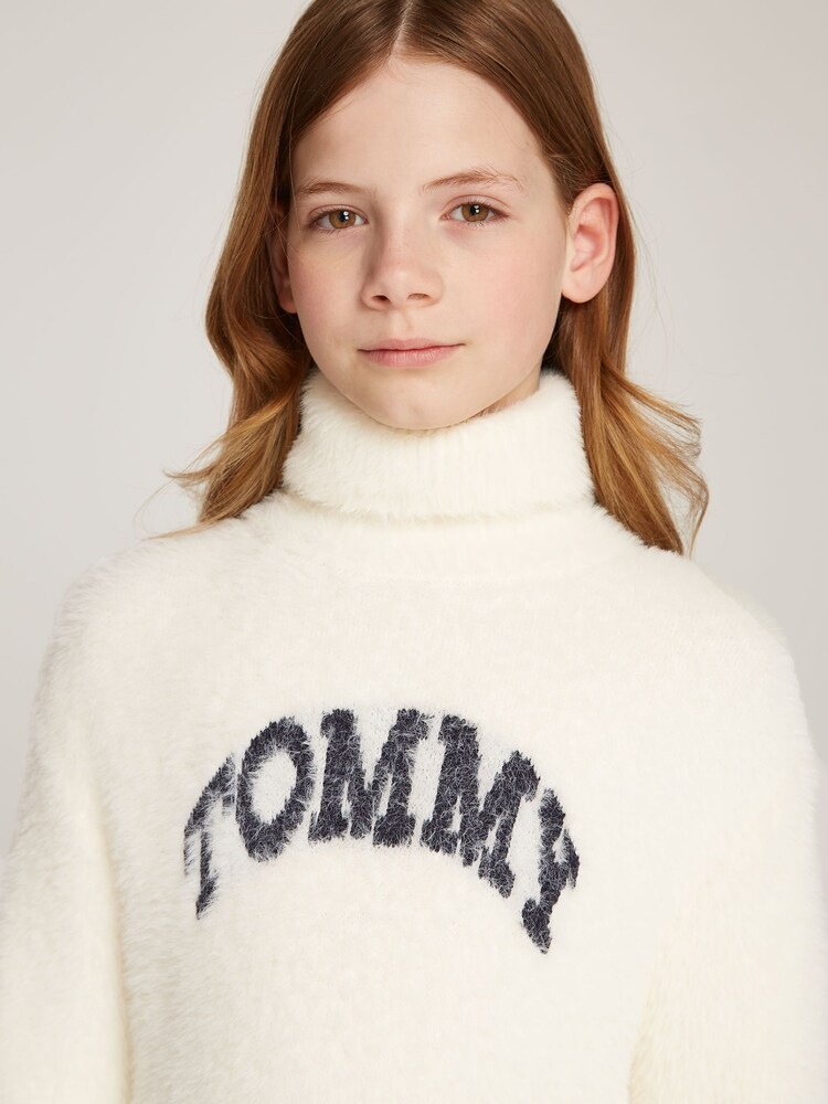 Tommy Hilfiger Cream Turtleneck Fluffy Long Sleeved Dress - Image 2 of 5 Tommy Hilfiger Cream Turtleneck Fluffy Long Sleeved Dress - Image 2 of 5