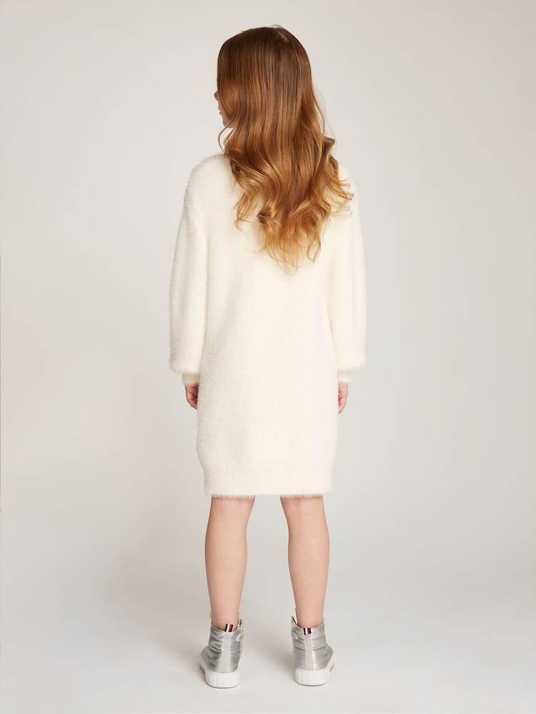 Tommy Hilfiger Cream Turtleneck Fluffy Long Sleeved Dress - Image 3 of 5