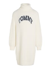 Tommy Hilfiger Cream Turtleneck Fluffy Long Sleeved Dress - Image 4 of 5
