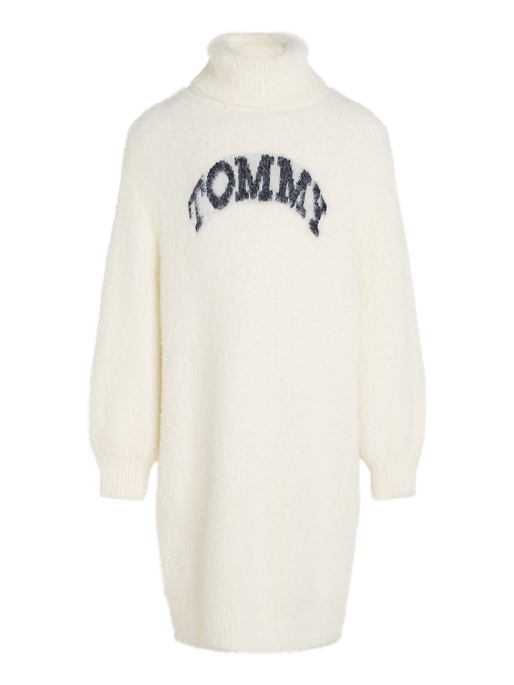 Tommy Hilfiger Cream Turtleneck Fluffy Long Sleeved Dress - Image 4 of 5