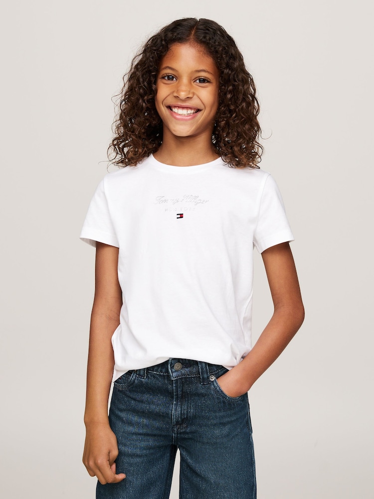 Tommy Hilfiger White Nyc Foil Short Sleeved 100% Cotton T-Shirt - Image 1 of 5