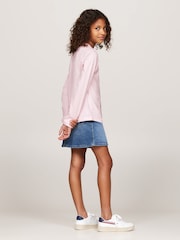 Tommy Hilfiger Pink 100% Cotton Signature Essential Long Sleeved T-Shirts 2 Pack - Image 2 of 5