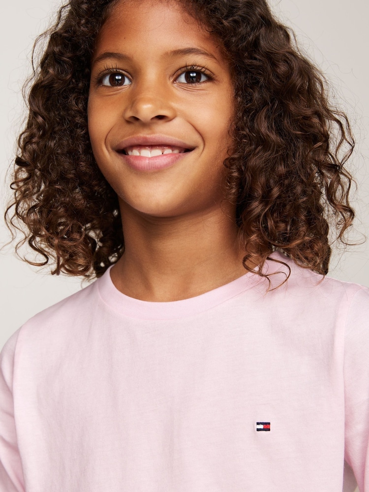 Tommy Hilfiger Pink 100% Cotton Signature Essential Long Sleeved T-Shirts 2 Pack - Image 5 of 5 Tommy Hilfiger Pink 100% Cotton Signature Essential Long Sleeved T-Shirts 2 Pack - Image 5 of 5