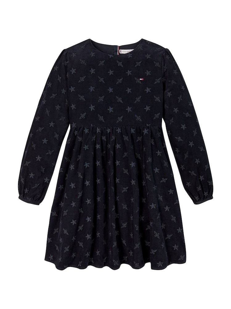 Tommy Hilfiger Blue 100% Cotton Embroidered Corduroy Long Sleeve Dress - Image 4 of 4 Tommy Hilfiger Blue 100% Cotton Embroidered Corduroy Long Sleeve Dress - Image 4 of 4