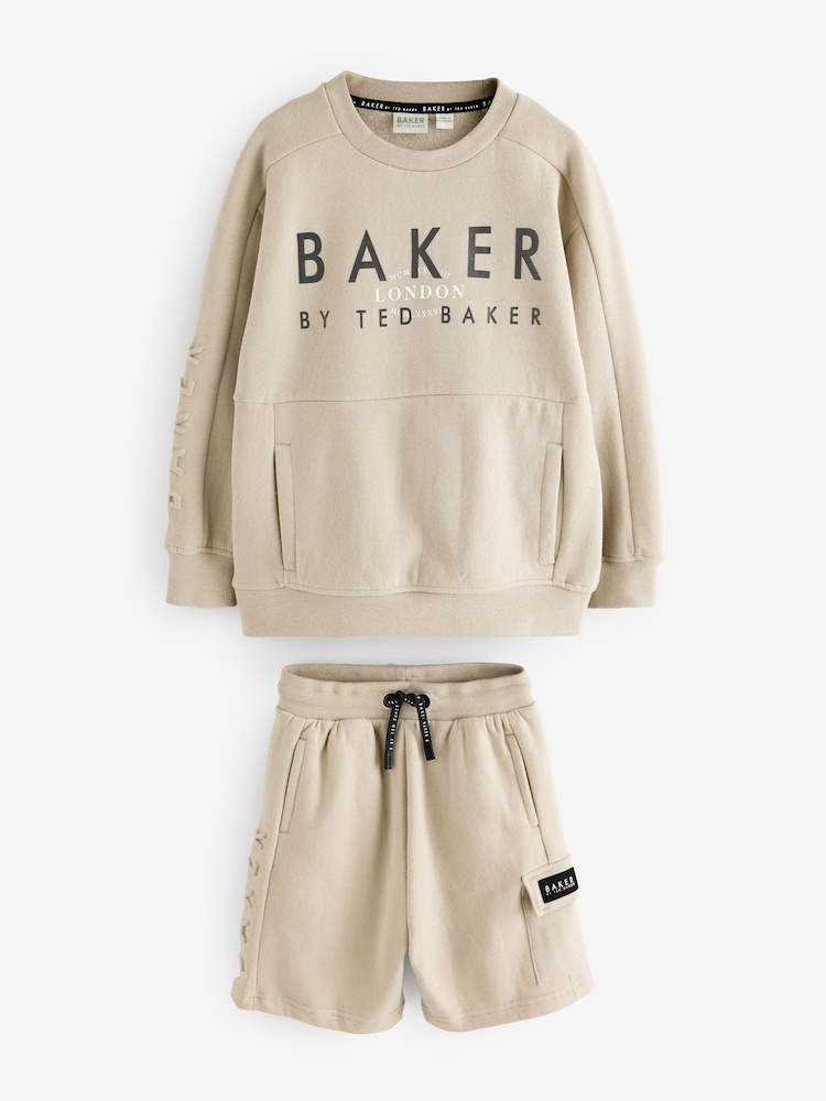 Baker by Ted Baker Stone Sweatshirt And Shorts Set - Image 8 of 11