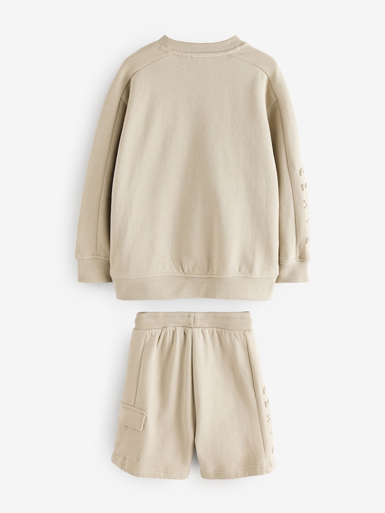 Baker by Ted Baker Stone Sweatshirt And Shorts Set - Image 9 of 11
