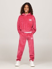 Tommy Hilfiger Pink Script Velour Hoodie - Image 2 of 5