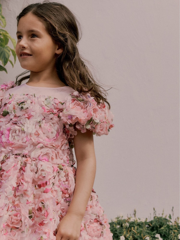 Robe Baker by Ted Baker rose texturée à imprimé floral 3D - Image 6 of 13