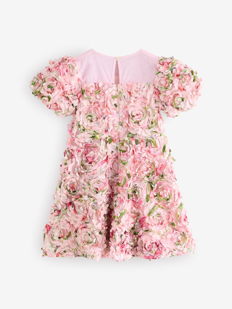 Robe Baker by Ted Baker rose texturée à imprimé floral 3D - Image 9 of 13