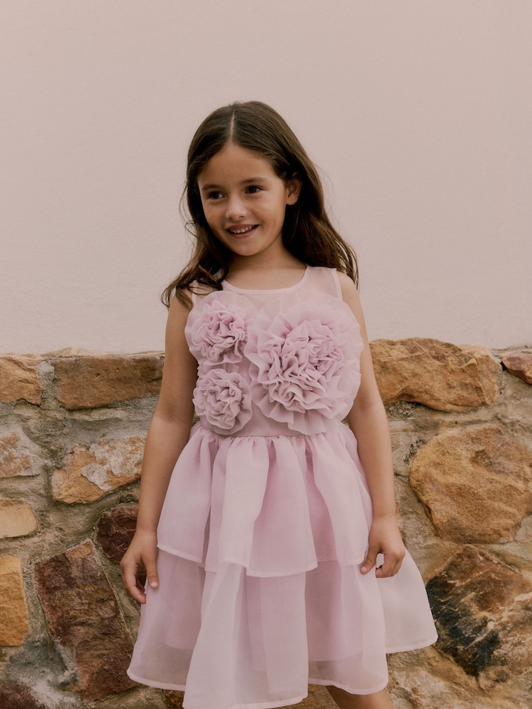 Baker by Ted Baker Pink Corsage Organza Occasion Dress - Image 1 of 18
