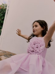 Baker by Ted Baker Pink Corsage Organza Occasion Dress - Image 3 of 18