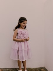 Baker by Ted Baker Pink Corsage Organza Occasion Dress - Image 6 of 18