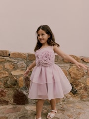 Baker by Ted Baker Pink Corsage Organza Occasion Dress - Image 8 of 18
