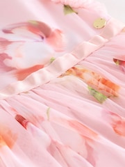 Baker by Ted Baker Pink Ruffle Hem Floral Print Mesh Dress - Image 15 of 16