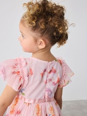 Baker by Ted Baker Pink Ruffle Hem Floral Print Mesh Dress - Image 6 of 16