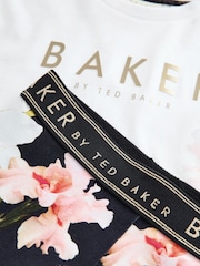 Baker by Ted Baker 2 Piece Broderie Panel T-Shirt & Floral Print Cycling Shorts Set - Image 3 of 5