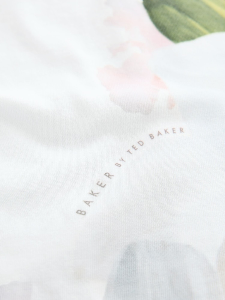 Baker by Ted Baker 2 Piece Broderie Panel T-Shirt & Floral Print Cycling Shorts Set - Image 5 of 5