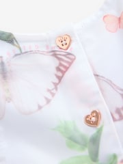Baker by Ted Baker White Printed Mesh Tiered Foil Butterfly Embroidered Dress - Image 8 of 10