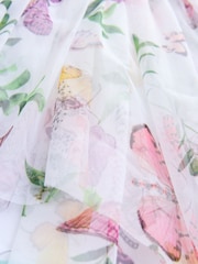 Baker by Ted Baker White Printed Mesh Tiered Foil Butterfly Embroidered Dress - Image 9 of 10