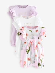 Baker by Ted Baker Multi Print 100% Cotton Rompers 3 Pack - Image 1 of 9