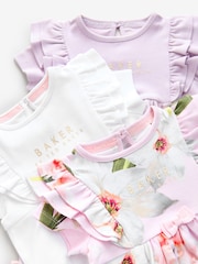 Baker by Ted Baker Multi Print 100% Cotton Rompers 3 Pack - Image 6 of 9