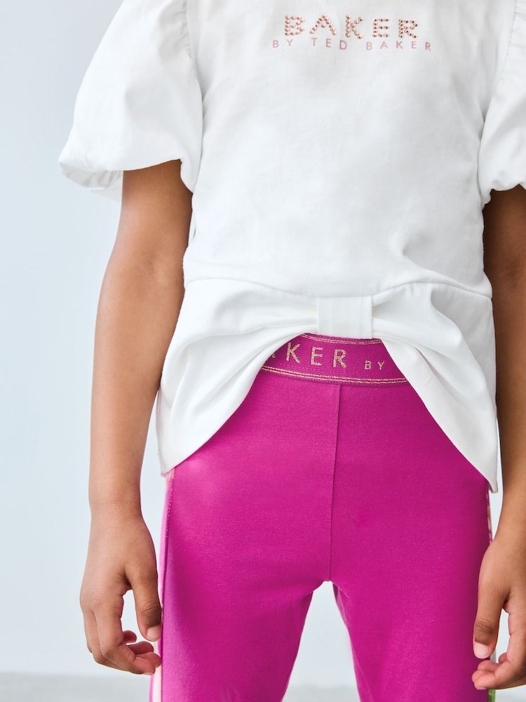 Baker by Ted Baker Pink 2 Piece T-Shirt and Floral Print Leggings Set - Image 7 of 13