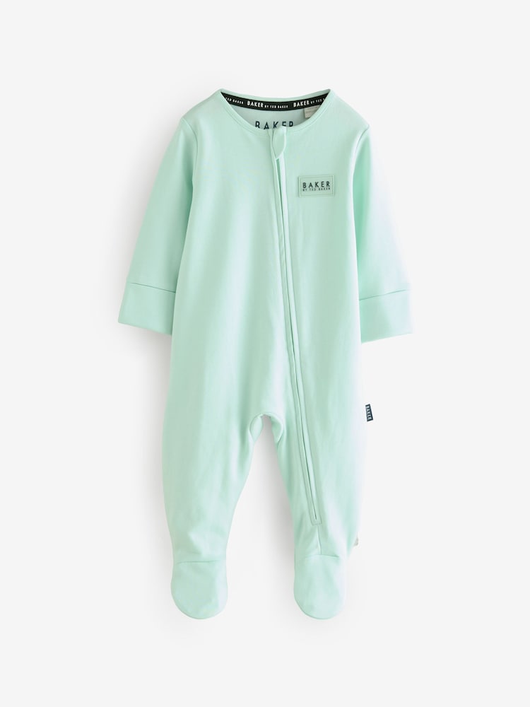 Baker by Ted Baker Blue/Green 100% Cotton Sleepsuits 3 Pack - Image 2 of 8