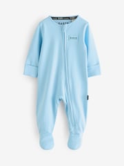 Baker by Ted Baker Blue/Green 100% Cotton Sleepsuits 3 Pack - Image 3 of 8