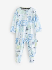 Baker by Ted Baker Blue/Green 100% Cotton Sleepsuits 3 Pack - Image 4 of 8