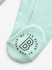 Baker by Ted Baker Blue/Green 100% Cotton Sleepsuits 3 Pack - Image 7 of 8