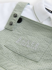 Зеленый - Baker by Ted Baker постельный комплект из сирсакера, поло и шапочки - Изображение 6 из 8