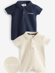 Baker by Ted Baker Navy/Stone Textured Rompers 2 Pack - Bild 11 von 11